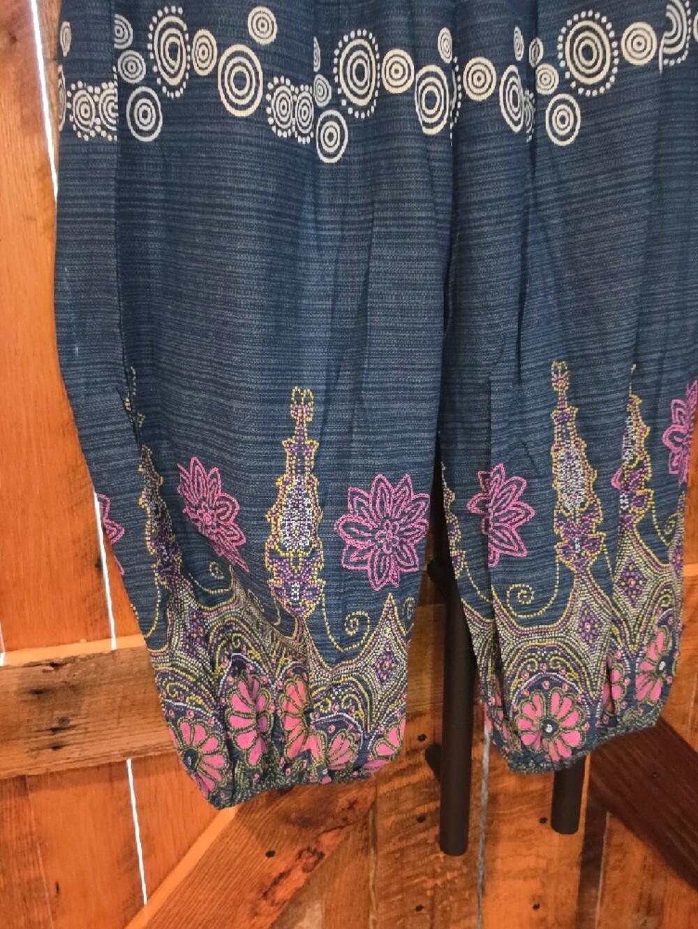 027p Boho Indigo Floral Print Harem Pants - Picture 8 of 9